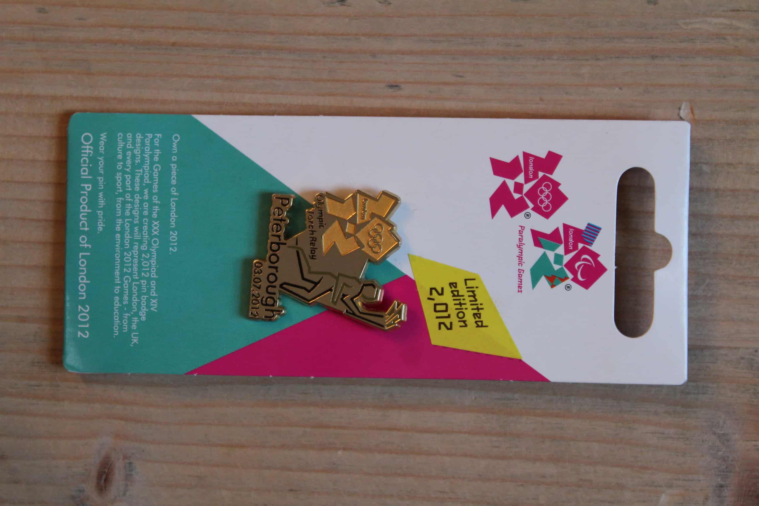 2012 LONDON OLYMPICS TORCH RELAY (PETERBOROUGH) PIN BADGE